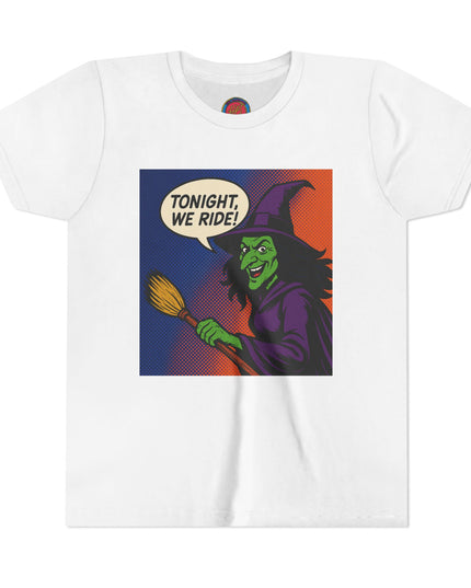 Youth Witch Tee: Halloween Costume, Trick or Treat, Spooky Season, Kid's Graphic Shirt, Fun Halloween Outfit
