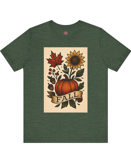 Fall Floral Graphic Tee, Autumn Shirt, Pumpkin Tee, Thanksgiving Gift, Fall Vibes Unisex T-Shirt