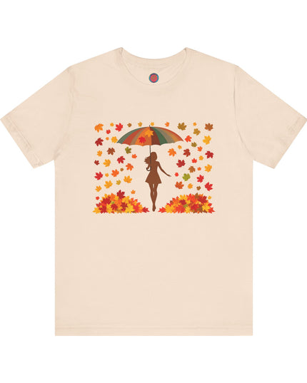 Autumn Umbrella Tee, Cozy Fall Tee, Women's Graphic T-Shirt, Seasonal Casual Shirt, Thanksgiving Apparel, Unique Gift Idea