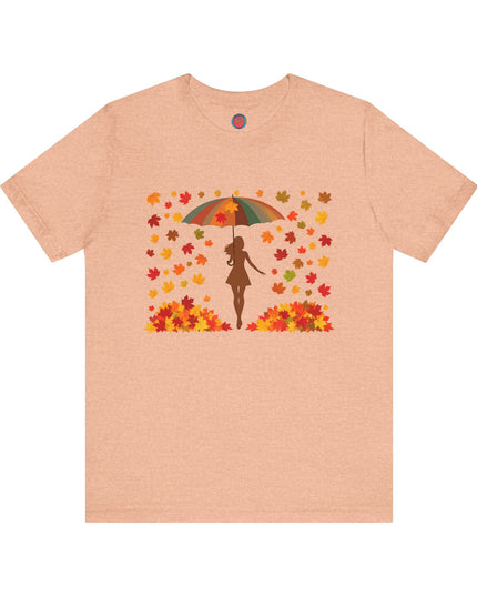 Autumn Umbrella Tee, Cozy Fall Tee, Women's Graphic T-Shirt, Seasonal Casual Shirt, Thanksgiving Apparel, Unique Gift Idea