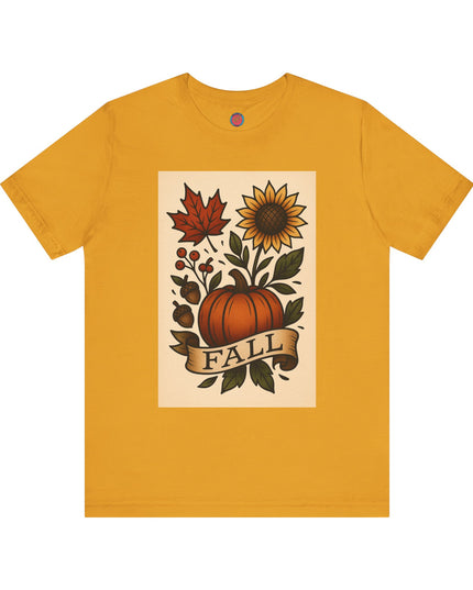 Fall Floral Graphic Tee, Autumn Shirt, Pumpkin Tee, Thanksgiving Gift, Fall Vibes Unisex T-Shirt