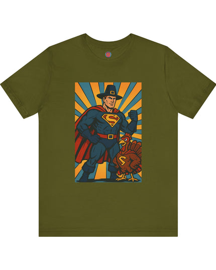 Thanksgiving Superhero Tee, Unisex T-Shirt, Holiday Apparel, Fall Celebration Shirt, Funny Thanksgiving Gift, Family Gathering Outfit
