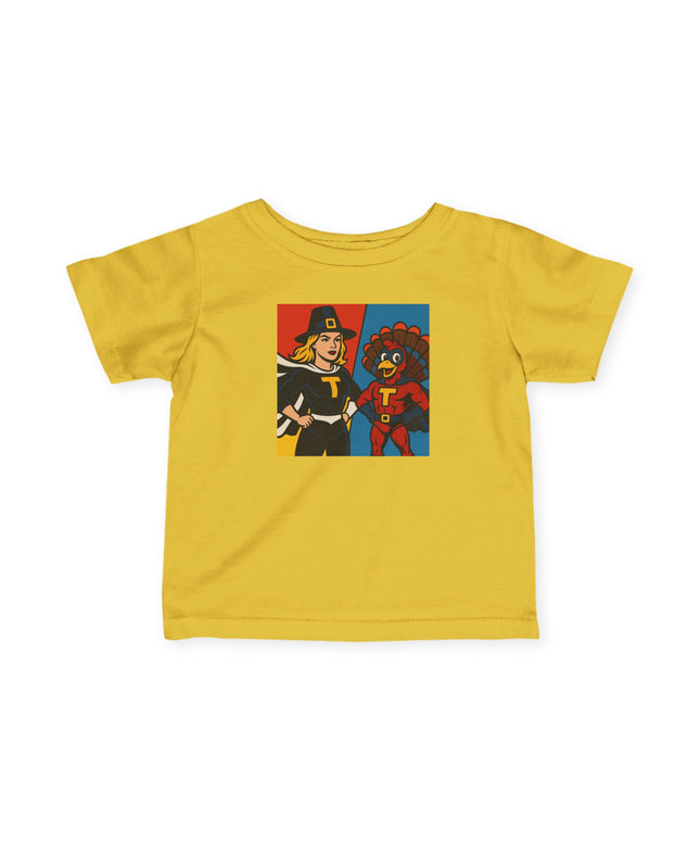 Superhero Themed Infant Tee - Adorable Thanksgiving Baby Shirt, Cute Toddler Outfit, Gifts for New Parents, Kids Party Wear, Birthday Celebration