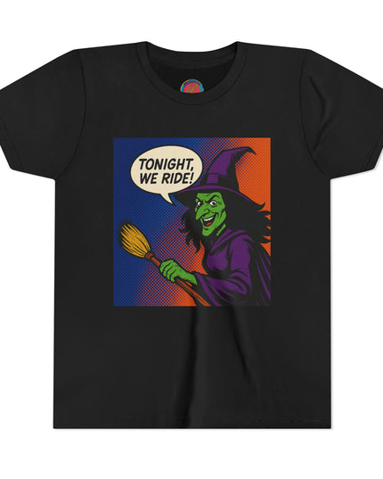 Youth Witch Tee: Halloween Costume, Trick or Treat, Spooky Season, Kid's Graphic Shirt, Fun Halloween Outfit