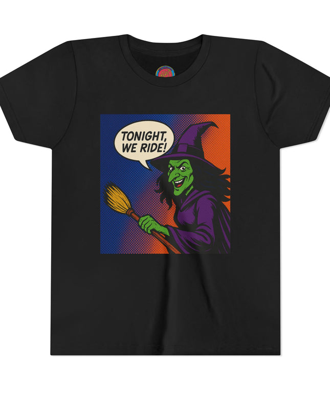 Youth Witch Tee: Halloween Costume, Trick or Treat, Spooky Season, Kid's Graphic Shirt, Fun Halloween Outfit