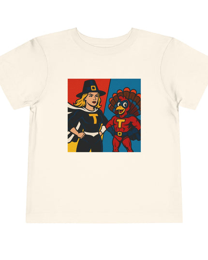 Thanksgiving Superhero Toddler Tee, Cute Kids Shirt, Holiday Gift for Toddlers, Thanksgiving Outfit, Family Gathering Apparel