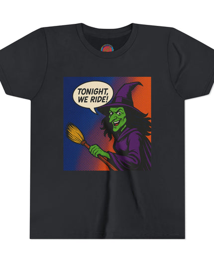 Youth Witch Tee: Halloween Costume, Trick or Treat, Spooky Season, Kid's Graphic Shirt, Fun Halloween Outfit
