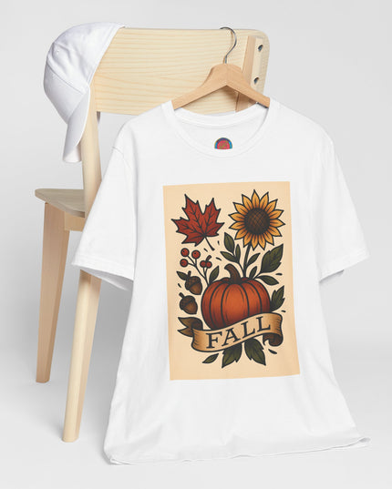 Fall Floral Graphic Tee, Autumn Shirt, Pumpkin Tee, Thanksgiving Gift, Fall Vibes Unisex T-Shirt