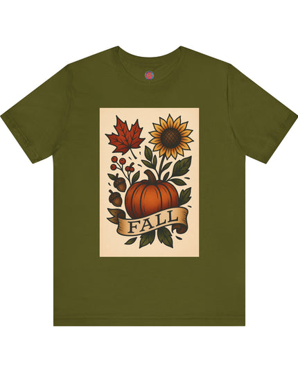 Fall Floral Graphic Tee, Autumn Shirt, Pumpkin Tee, Thanksgiving Gift, Fall Vibes Unisex T-Shirt