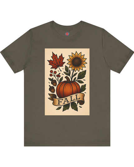 Fall Floral Graphic Tee, Autumn Shirt, Pumpkin Tee, Thanksgiving Gift, Fall Vibes Unisex T-Shirt