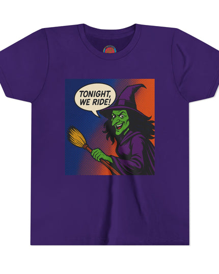 Youth Witch Tee: Halloween Costume, Trick or Treat, Spooky Season, Kid's Graphic Shirt, Fun Halloween Outfit