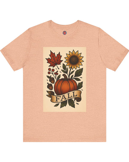 Fall Floral Graphic Tee, Autumn Shirt, Pumpkin Tee, Thanksgiving Gift, Fall Vibes Unisex T-Shirt