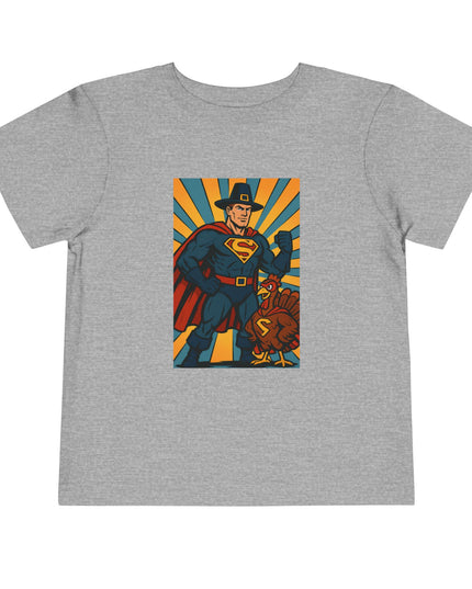 Superhero Toddler Tee, Kids Thanksgiving Short Sleeve Shirt, Fun Graphic Tee, Birthday Outfit, Gift for Little Heroes, Playful Everyday Wear