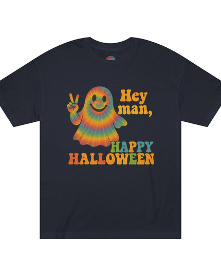 Colorful Halloween Ghost Tee, Fun Halloween Shirt, Unisex Classic T-Shirt, Retro Vibe Apparel, Peace Sign Ghost Tee