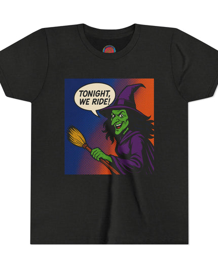 Youth Witch Tee: Halloween Costume, Trick or Treat, Spooky Season, Kid's Graphic Shirt, Fun Halloween Outfit