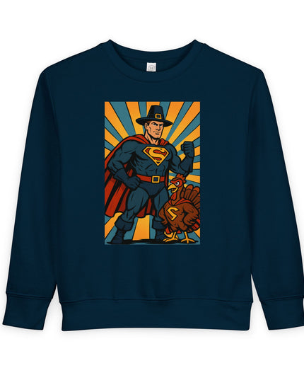 Superhero Thanksgiving Toddler Sweatshirt, Cute Children’s Apparel, Holiday Gift, Cozy Fall Clothing, Kid’s Sweatshirt