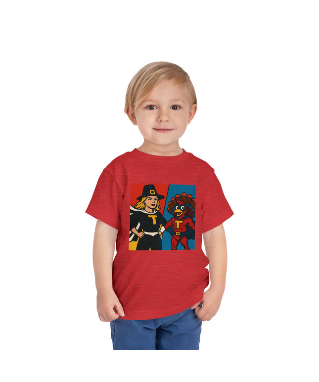 Thanksgiving Superhero Toddler Tee, Cute Kids Shirt, Holiday Gift for Toddlers, Thanksgiving Outfit, Family Gathering Apparel