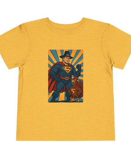 Superhero Toddler Tee, Kids Thanksgiving Short Sleeve Shirt, Fun Graphic Tee, Birthday Outfit, Gift for Little Heroes, Playful Everyday Wear