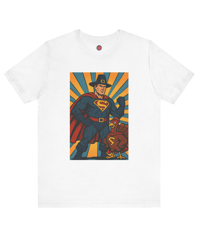 Thanksgiving Superhero Tee, Unisex T-Shirt, Holiday Apparel, Fall Celebration Shirt, Funny Thanksgiving Gift, Family Gathering Outfit