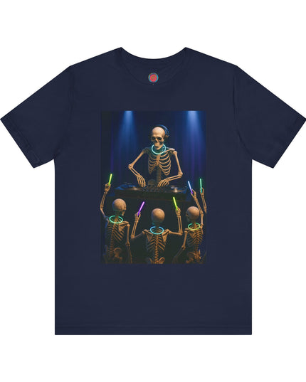 DJ Skeleton Party Tee | Halloween Shirt, Unisex Graphic Tee, Festival Outfit, Music Lover Gift, Glow Party Apparel