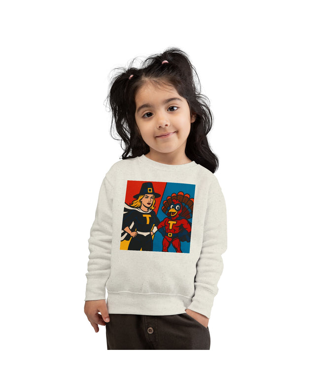 Thanksgiving Toddler Sweatshirt, Cute Holiday Sweater, Kids Fall Apparel, Superhero Turkey Design, Thanksgiving Gift for Kids