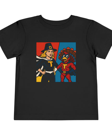 Thanksgiving Superhero Toddler Tee, Cute Kids Shirt, Holiday Gift for Toddlers, Thanksgiving Outfit, Family Gathering Apparel