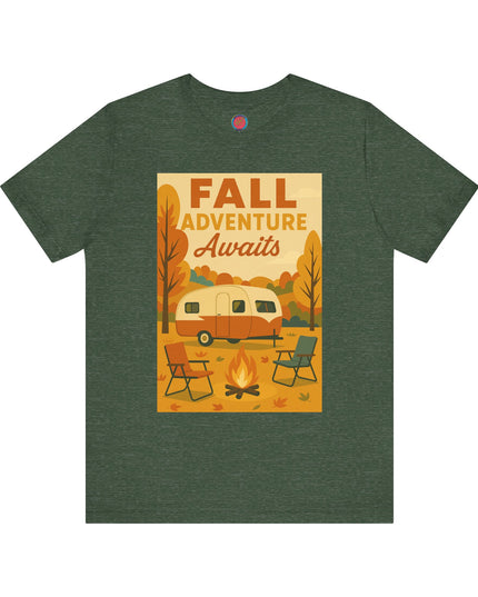 Fall Adventure Awaits T-Shirt | Cozy Autumn Tee for Campers | Vintage Camping Shirt | Unisex Graphic Tee | Outdoor Enthusiast Gift