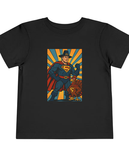 Superhero Toddler Tee, Kids Thanksgiving Short Sleeve Shirt, Fun Graphic Tee, Birthday Outfit, Gift for Little Heroes, Playful Everyday Wear