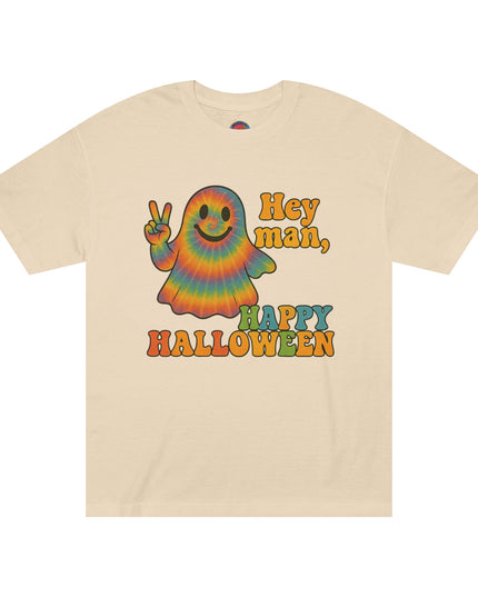 Colorful Halloween Ghost Tee, Fun Halloween Shirt, Unisex Classic T-Shirt, Retro Vibe Apparel, Peace Sign Ghost Tee