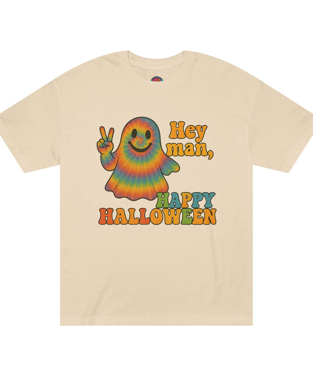 Colorful Halloween Ghost Tee, Fun Halloween Shirt, Unisex Classic T-Shirt, Retro Vibe Apparel, Peace Sign Ghost Tee