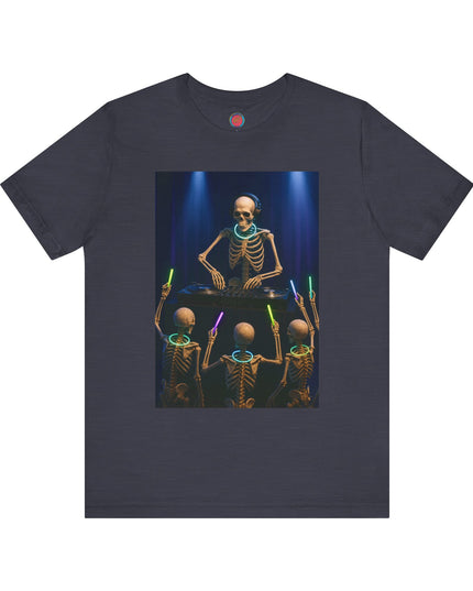 DJ Skeleton Party Tee | Halloween Shirt, Unisex Graphic Tee, Festival Outfit, Music Lover Gift, Glow Party Apparel