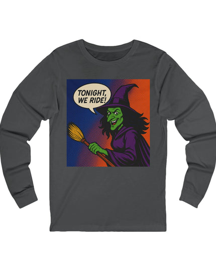 Witchy Long Sleeve Tee - Spooky Halloween Shirt, Unisex Jersey Tee for Halloween Parties, Witch Design, Gift for Her, Costume Top