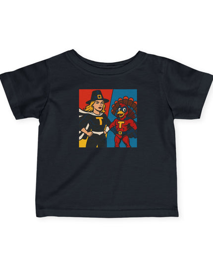 Superhero Themed Infant Tee - Adorable Thanksgiving Baby Shirt, Cute Toddler Outfit, Gifts for New Parents, Kids Party Wear, Birthday Celebration