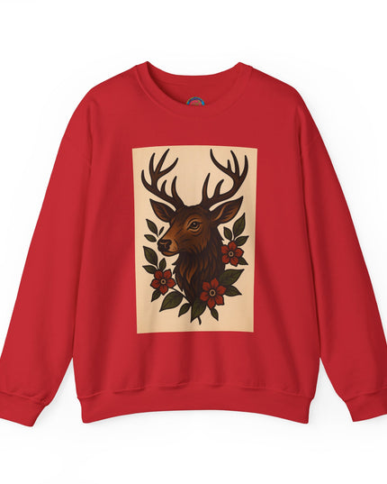 Vintage Deer Floral Sweatshirt, Cozy Unisex Crewneck, Nature Lover Gift, Forest Themed Apparel, Fall Fashion, Boho Style