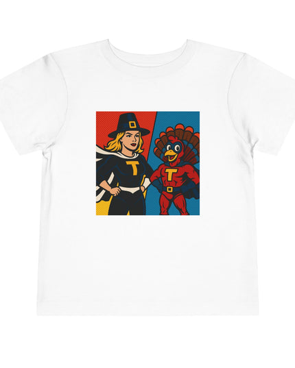 Thanksgiving Superhero Toddler Tee, Cute Kids Shirt, Holiday Gift for Toddlers, Thanksgiving Outfit, Family Gathering Apparel