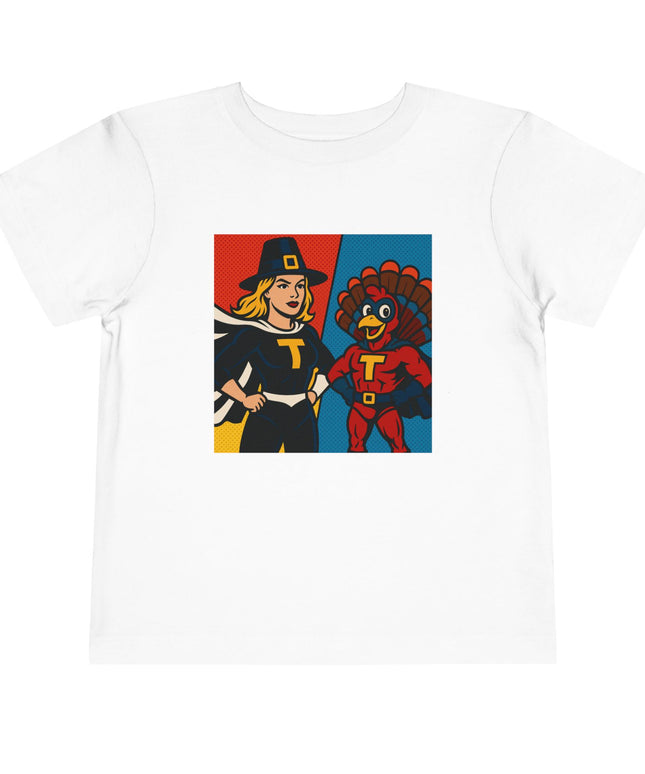 Thanksgiving Superhero Toddler Tee, Cute Kids Shirt, Holiday Gift for Toddlers, Thanksgiving Outfit, Family Gathering Apparel