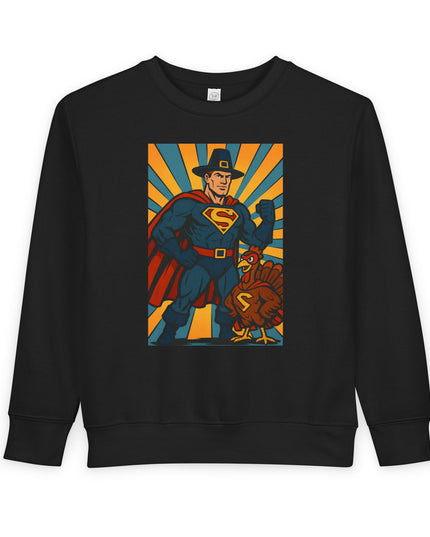 Superhero Thanksgiving Toddler Sweatshirt, Cute Children’s Apparel, Holiday Gift, Cozy Fall Clothing, Kid’s Sweatshirt