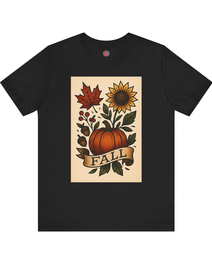 Fall Floral Graphic Tee, Autumn Shirt, Pumpkin Tee, Thanksgiving Gift, Fall Vibes Unisex T-Shirt