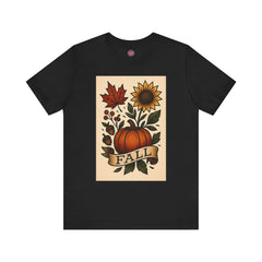 Fall Floral Graphic Tee, Autumn Shirt, Pumpkin Tee, Thanksgiving Gift, Fall Vibes Unisex T-Shirt