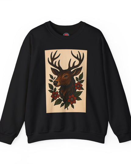Vintage Deer Floral Sweatshirt, Cozy Unisex Crewneck, Nature Lover Gift, Forest Themed Apparel, Fall Fashion, Boho Style