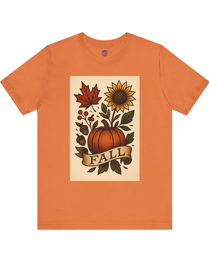 Fall Floral Graphic Tee, Autumn Shirt, Pumpkin Tee, Thanksgiving Gift, Fall Vibes Unisex T-Shirt