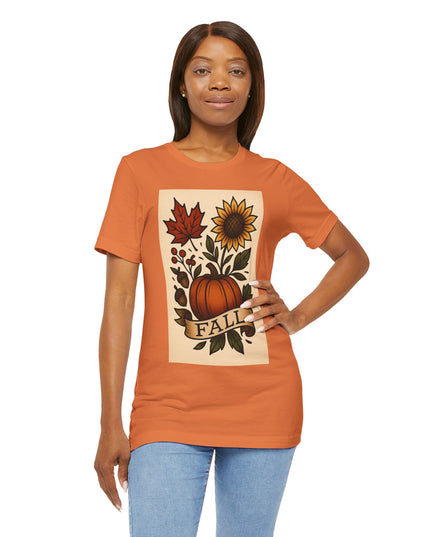 Fall Floral Graphic Tee, Autumn Shirt, Pumpkin Tee, Thanksgiving Gift, Fall Vibes Unisex T-Shirt