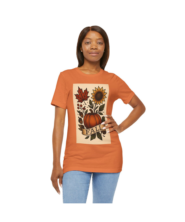 Fall Floral Graphic Tee, Autumn Shirt, Pumpkin Tee, Thanksgiving Gift, Fall Vibes Unisex T-Shirt