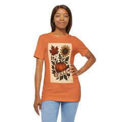 Fall Floral Graphic Tee, Autumn Shirt, Pumpkin Tee, Thanksgiving Gift, Fall Vibes Unisex T-Shirt
