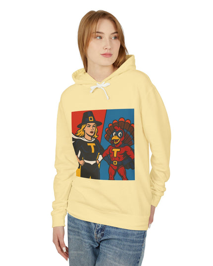 Thanksgiving Heroes Hooded Sweatshirt, Unisex Lightweight Hoodie, Fall Fashion, Family Gatherings, Unique Holiday Gift