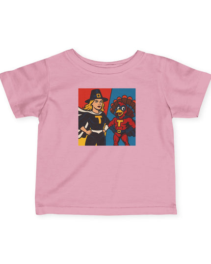 Superhero Themed Infant Tee - Adorable Thanksgiving Baby Shirt, Cute Toddler Outfit, Gifts for New Parents, Kids Party Wear, Birthday Celebration