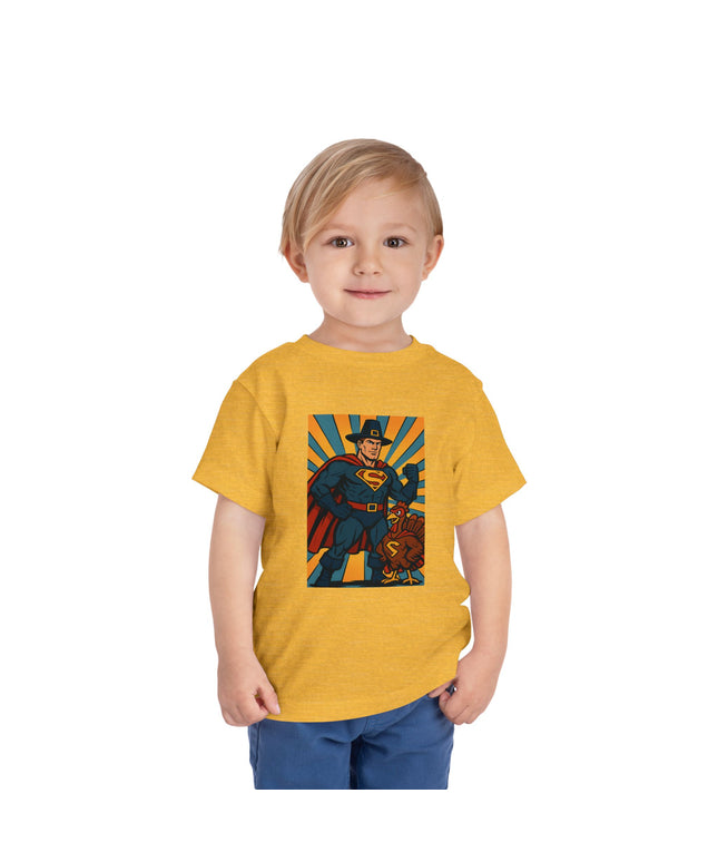 Superhero Toddler Tee, Kids Thanksgiving Short Sleeve Shirt, Fun Graphic Tee, Birthday Outfit, Gift for Little Heroes, Playful Everyday Wear