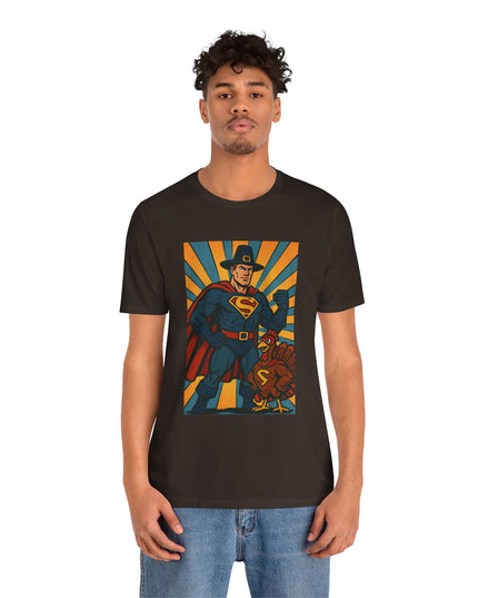 Thanksgiving Superhero Tee, Unisex T-Shirt, Holiday Apparel, Fall Celebration Shirt, Funny Thanksgiving Gift, Family Gathering Outfit
