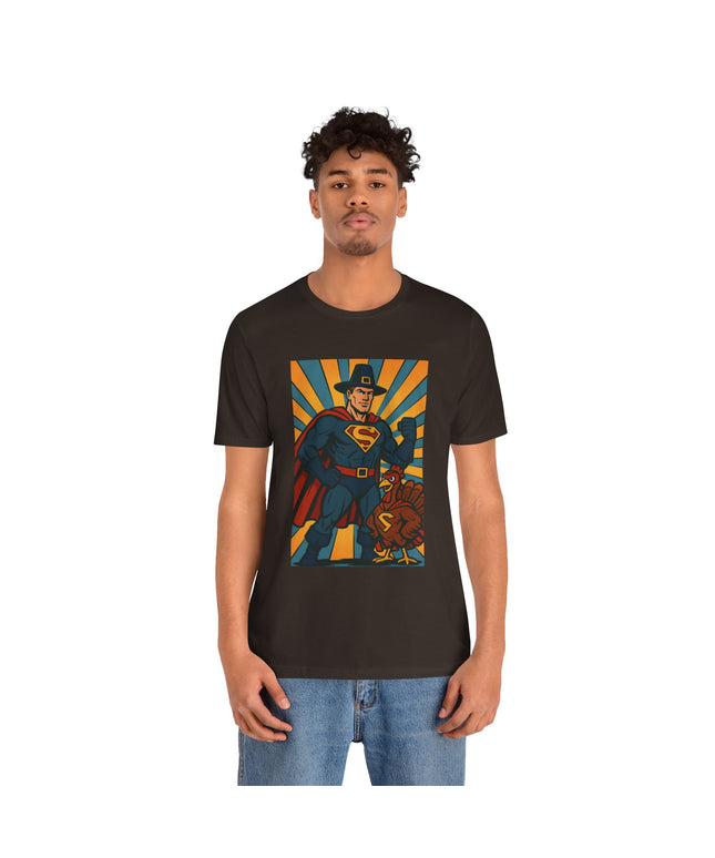 Thanksgiving Superhero Tee, Unisex T-Shirt, Holiday Apparel, Fall Celebration Shirt, Funny Thanksgiving Gift, Family Gathering Outfit
