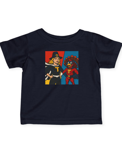 Superhero Themed Infant Tee - Adorable Thanksgiving Baby Shirt, Cute Toddler Outfit, Gifts for New Parents, Kids Party Wear, Birthday Celebration